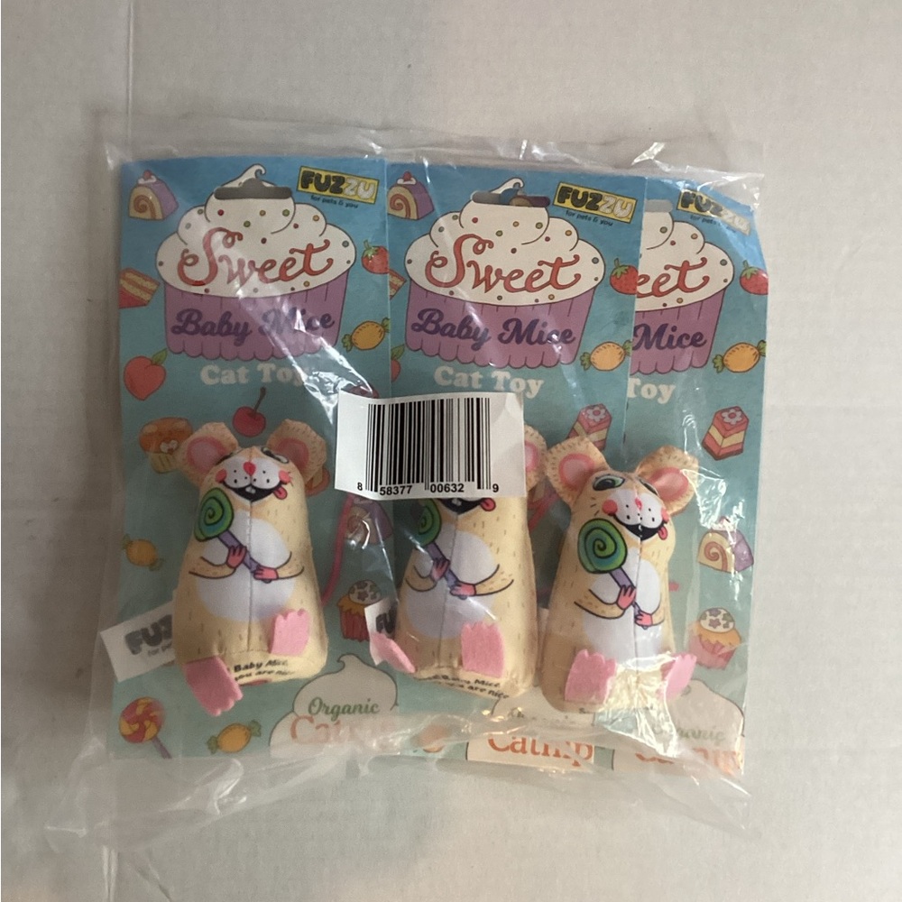 3 packs of fuzzu for pets & you sweet baby mice cat toy organic catnip insidenew